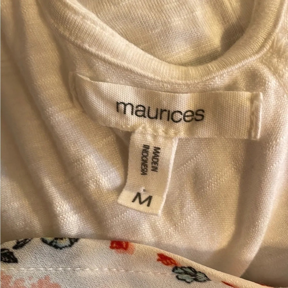 Maurice’s women’s medium top shirt sleeveless floral Asian inspired white red - Picture 5 of 6